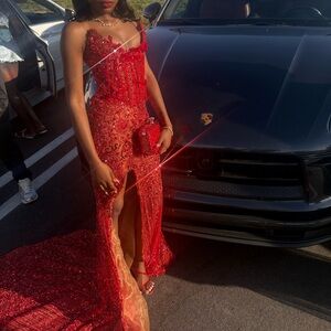 Stunning Red Beaded Gown